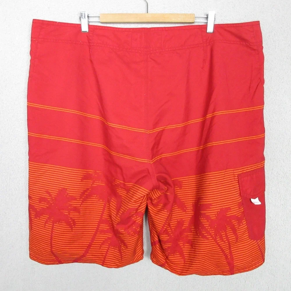 Old Navy Men's Board Shorts Swim Trunks Red Palm Tree Print Stripe Size‎ XXL